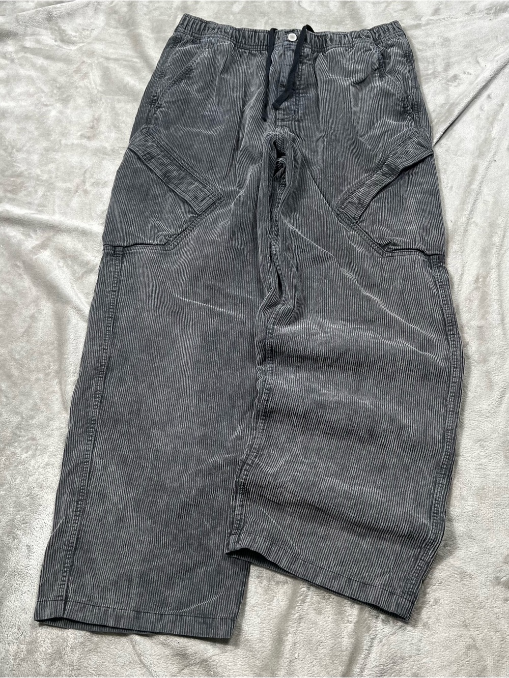 Jordan Flight Chicago Corduroy Pants Mens L/32x30 Gray Baggy Wide Leg HV0526 010
